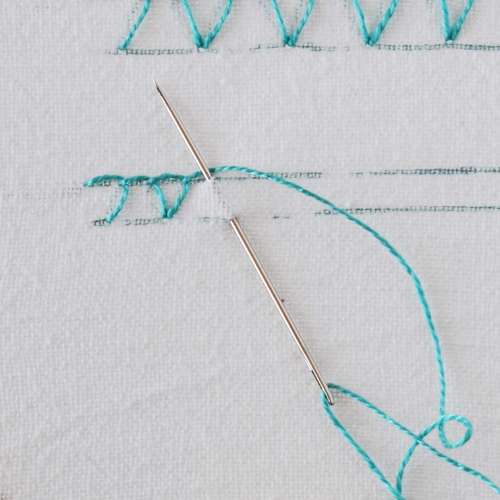 Broderie au point de couverture fermé, étape 1