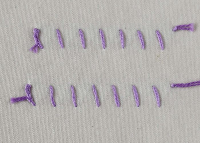 Overlockstich-Stickerei auf der Rückseite