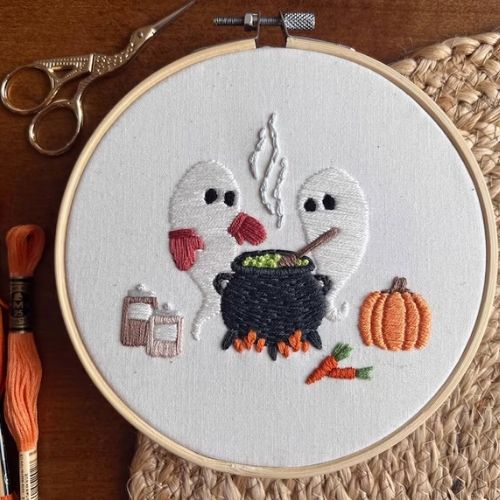 Ghost Chef divertente modello di ricamo di Halloween di ColorZenThreads su Etsy
