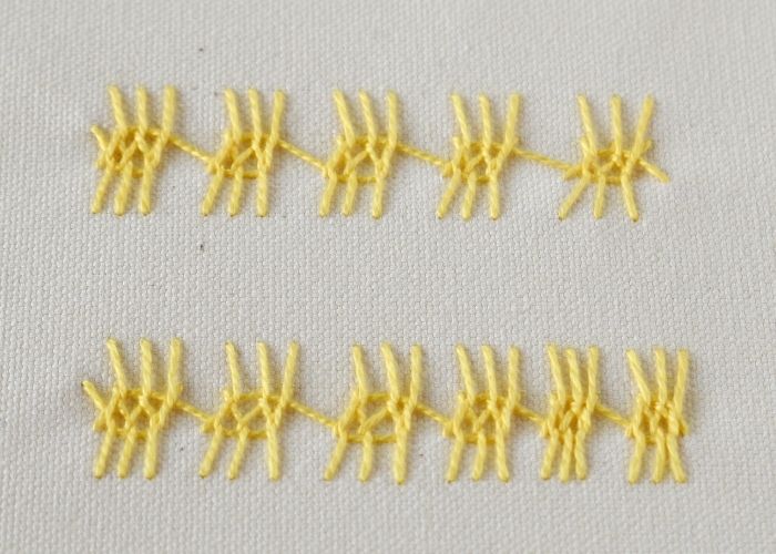 Broderie au point de crétois écossais avec image de coton perle jaune