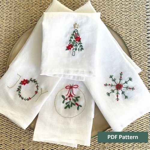 Weihnachtsservietten - einzigartige handbestickte Geschenke zum Basteln