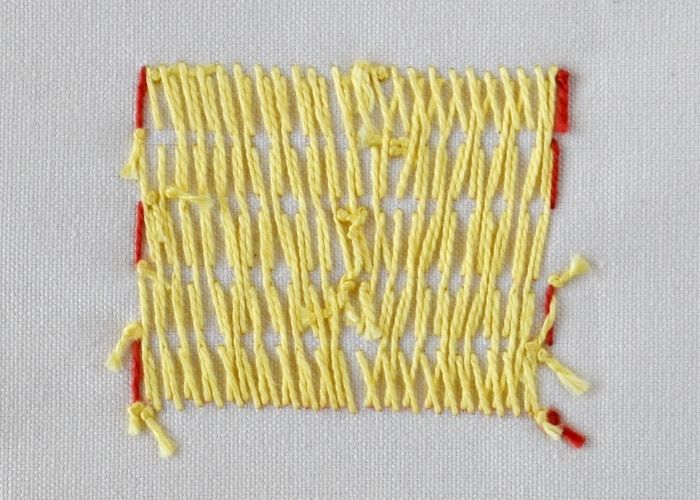 Burden Stitch Stickerei auf der Rückseite