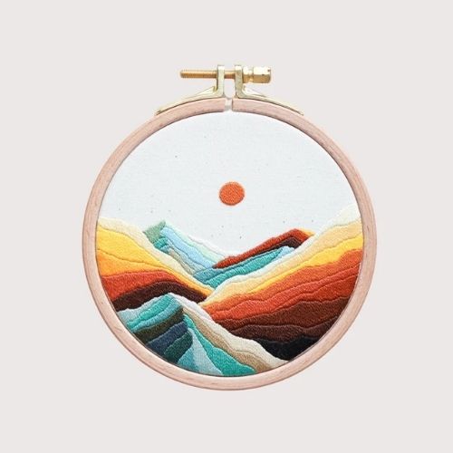 Modello di ricamo Orange & Teal Mountain Range di vikasspace su Etsy