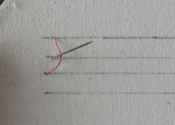 Knotted Cretan Stitch embroidery tutorial step 2 image